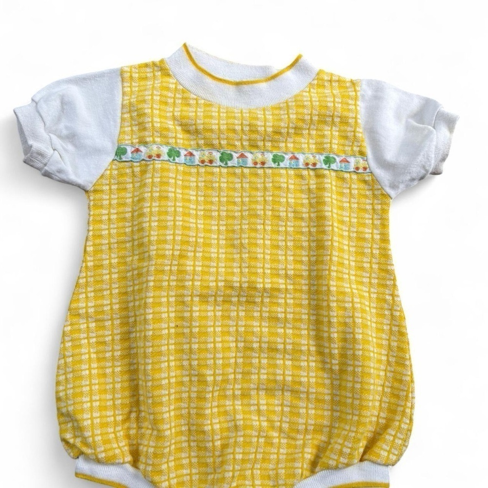 Healthtex vintage Yellow and White Checkered Baby Outfit